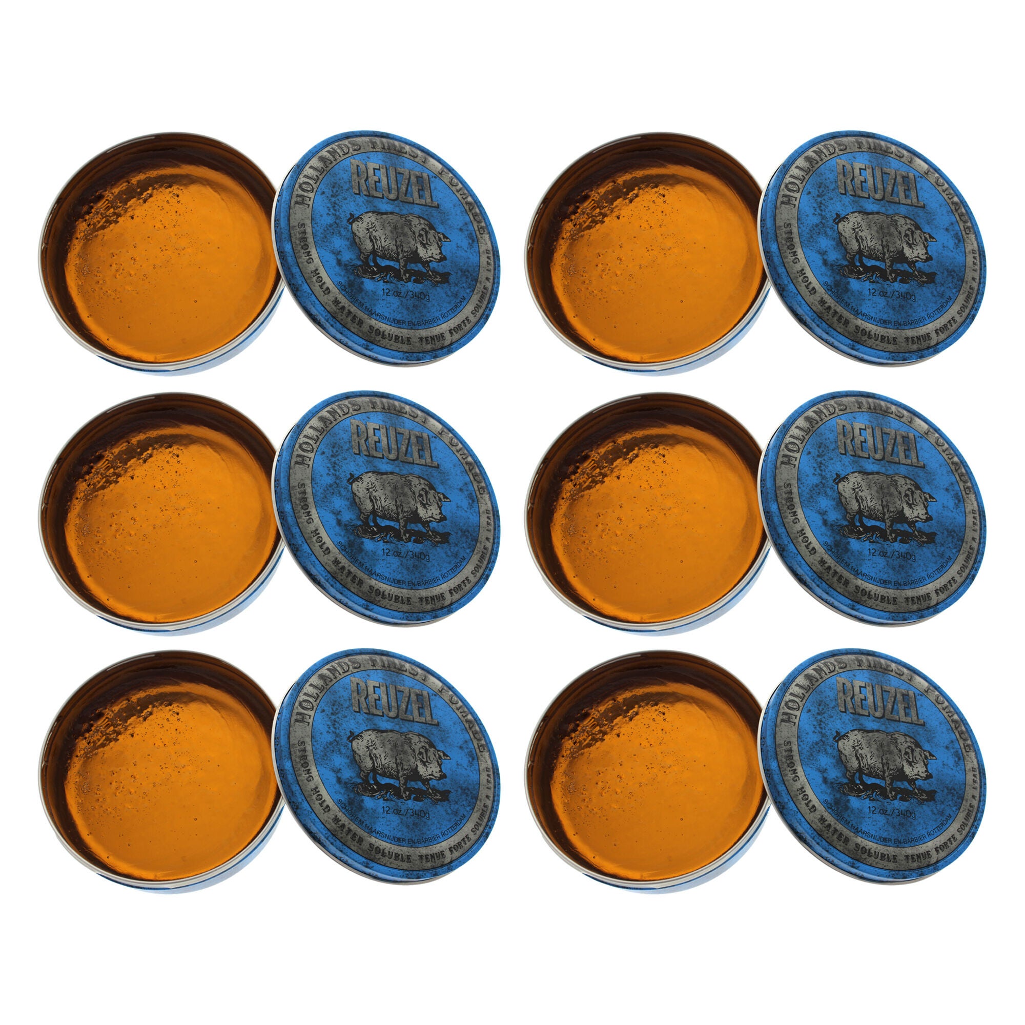 Blue Strong Hold Water Soluble Pomade by Reuzel for Men - 12 oz Pomade - Pack of 6, See Description, hi-res image number 0
