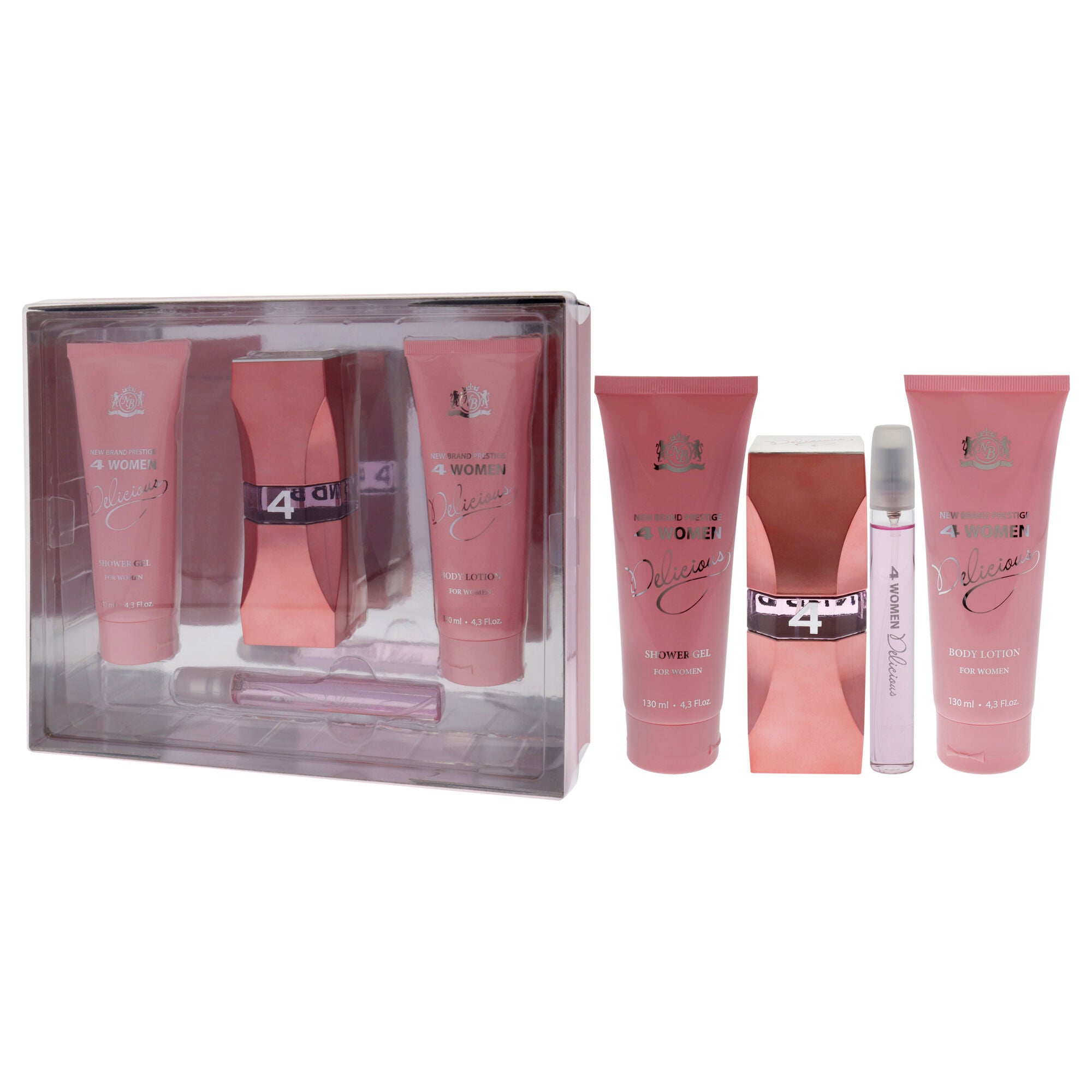 Prestige 4 Woman Delicious by New Brand for Women - 4 Pc Gift Set 3.3oz EDP Spray, 0.5oz EDP Spray, 4.3oz Shower Gel, 4.3oz Body Lotion, See Description, alternate image number 2
