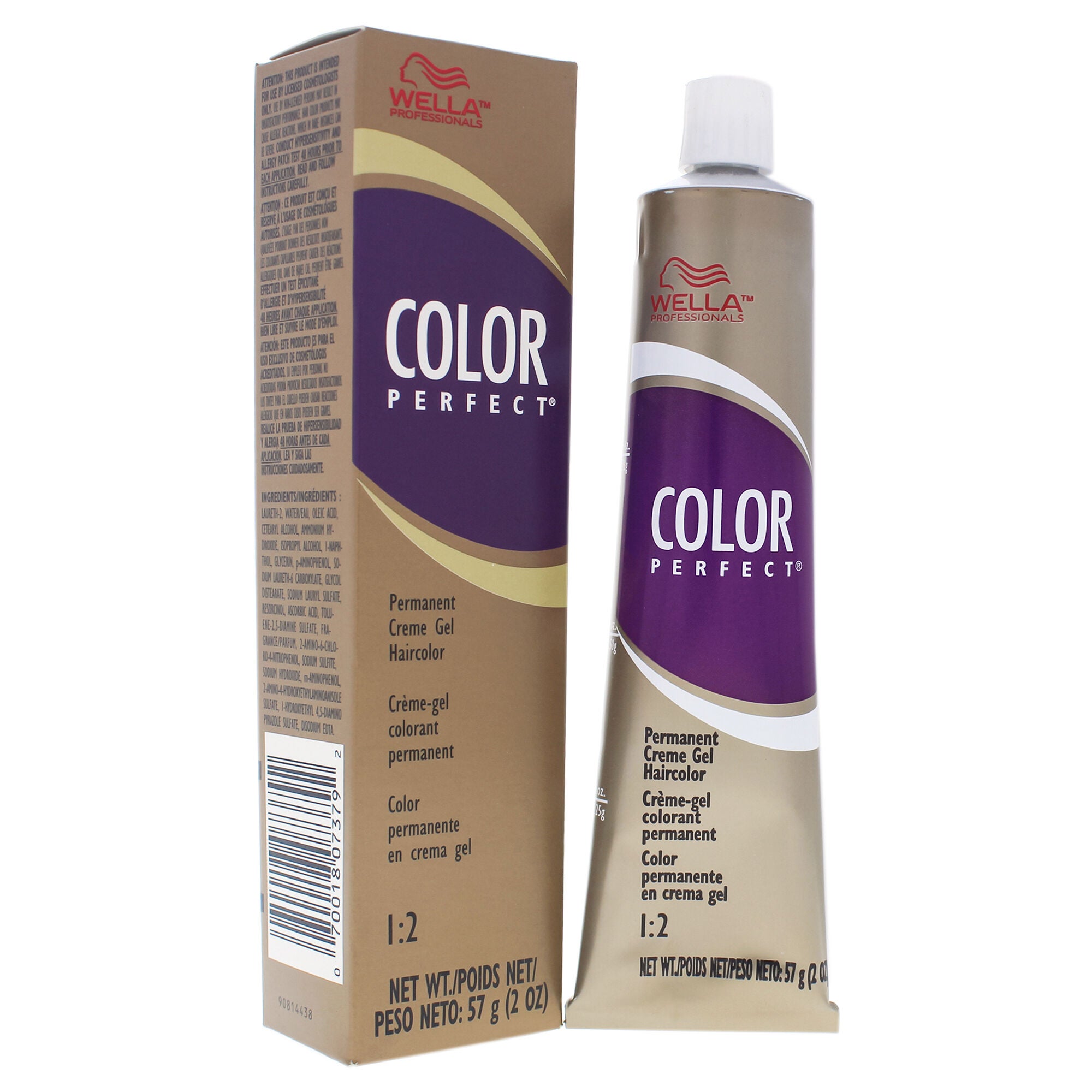 Color Perfect Permanent Creme Gel Hair Color - 4RV Medium Red Violet Brown by Wella for Unisex - 2 oz Hair Color, See Description, alternate image number 1