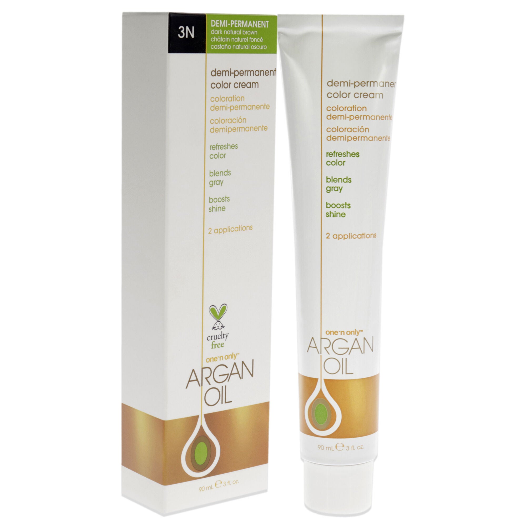 Argan Oil Demi-Permanent Color Cream - 3N Dark Natural Brown by One n Only for Unisex - 3 oz Hair Color, See Description, alternate image number 2