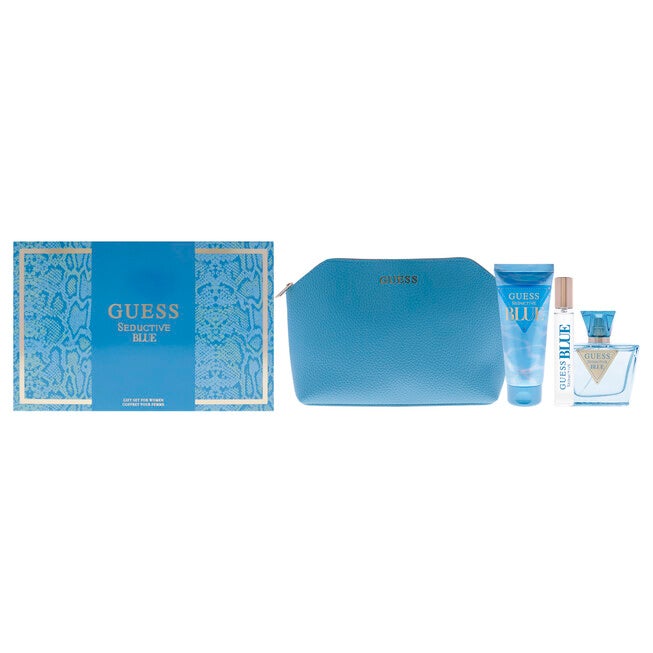 Guess Seductive Blue by Guess for Women - 4 Pc Gift Set 2.5oz EDT Spray, 3.4oz Body Lotion, 0.5oz EDT Spray, Pouch, NA, hi-res image number null