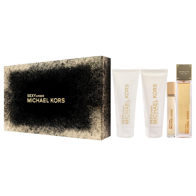Sexy Amber by Michael Kors for Women - 4 Pc Gift Set 3.4oz EDP Spray, 0.33oz EDP Spray 3.4oz Body Lotion, 3.4oz Shower Gel, , alternate image number null