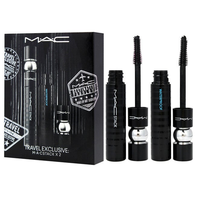 Stack Mascara Duo by MAC for Women - 2 Pc 0.41oz Superstack Mega Brush - Black, 0.41oz Superstack Mega Brush Waterproof - Black, NA, alternate image number null
