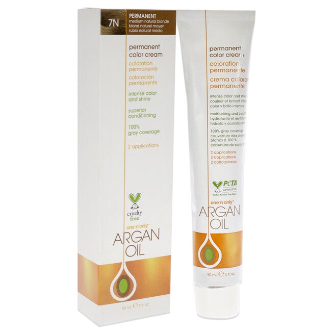 Argan Oil Permanent Color Cream - 7N Medium Natural Blonde by One n Only for Unisex - 3 oz Hair Color, See Description, alternate image number 1