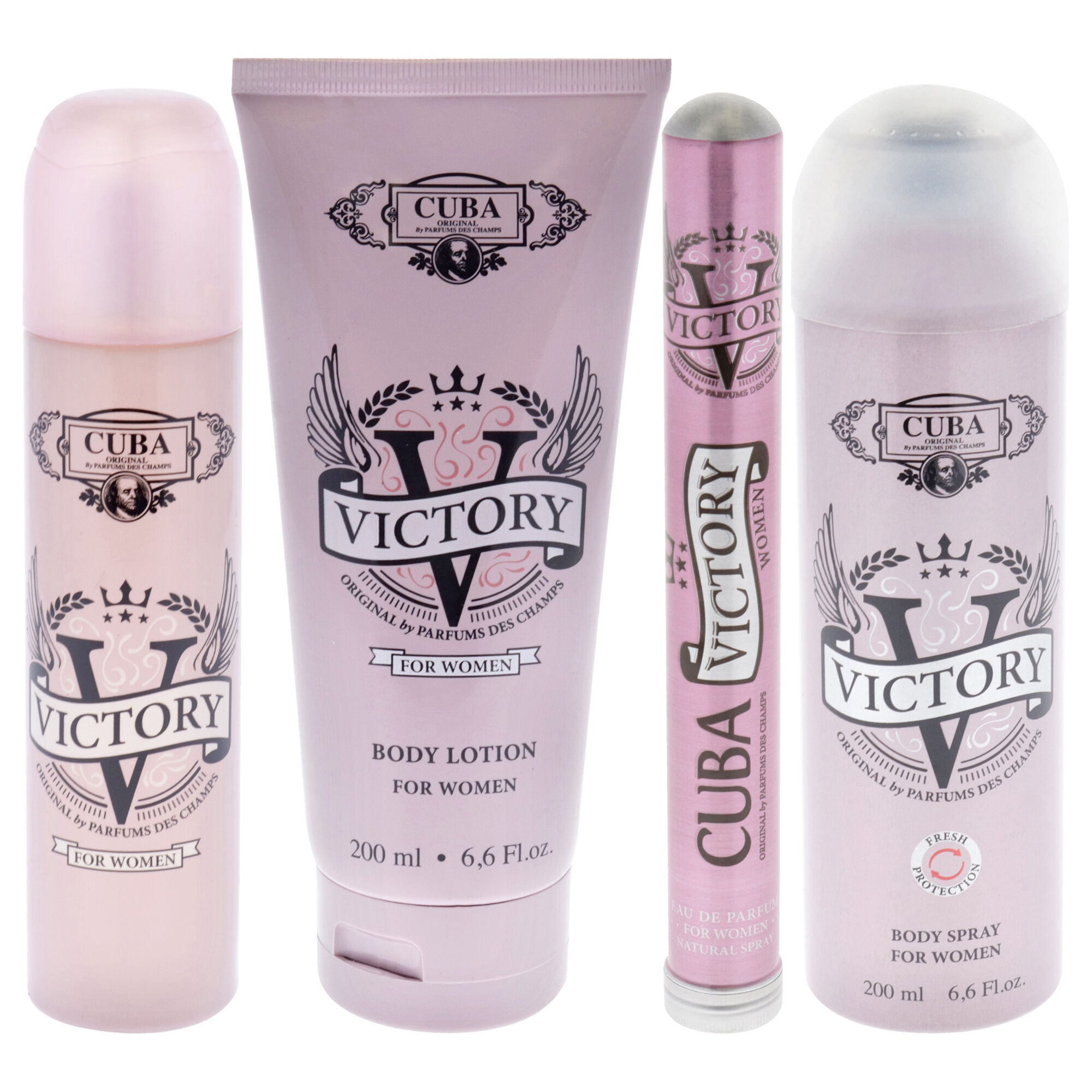 Cuba Victory by Cuba for Women - 4 Pc Gift Set 3.3oz EDP Spray, 1.17oz EDP Spray, 6.6oz Body Spray, 6.6oz Body Lotion, See Description, alternate image number 2