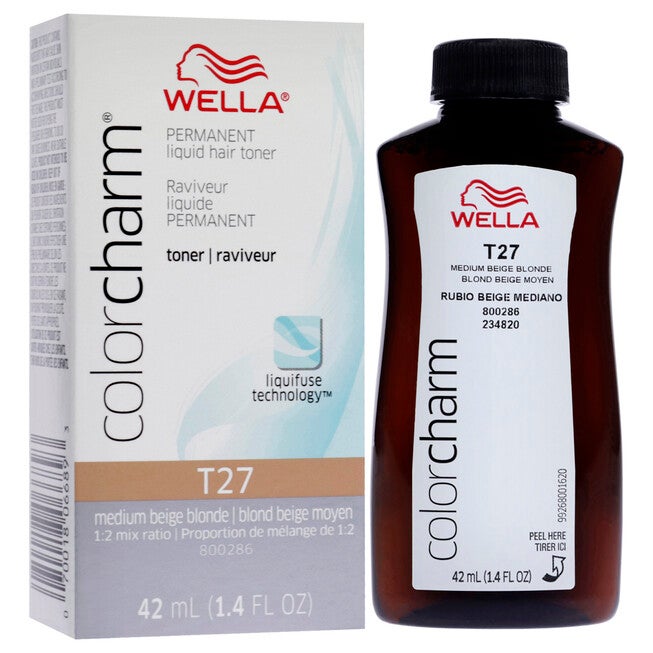 Color Charm Permanent Liquid Toner - T27 Medium Beige Blonde by Wella for Women - 1.4 oz Toner, NA, alternate image number null