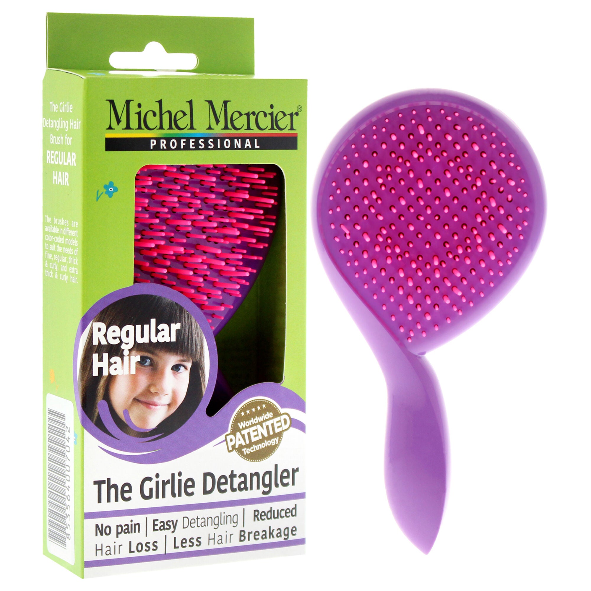The Girlie Detangler Brush Regular Hair - Pink-Purple by Michel Mercier for Women - 1 Pc Hair Brush, , alternate image number 6