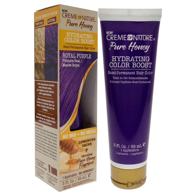 Pure Honey Hydrating Color Boost Semi-Permanent Hair Color - Royal Purple by Creme of Nature for Unisex - 3 oz Hair Color, NA, alternate image number null