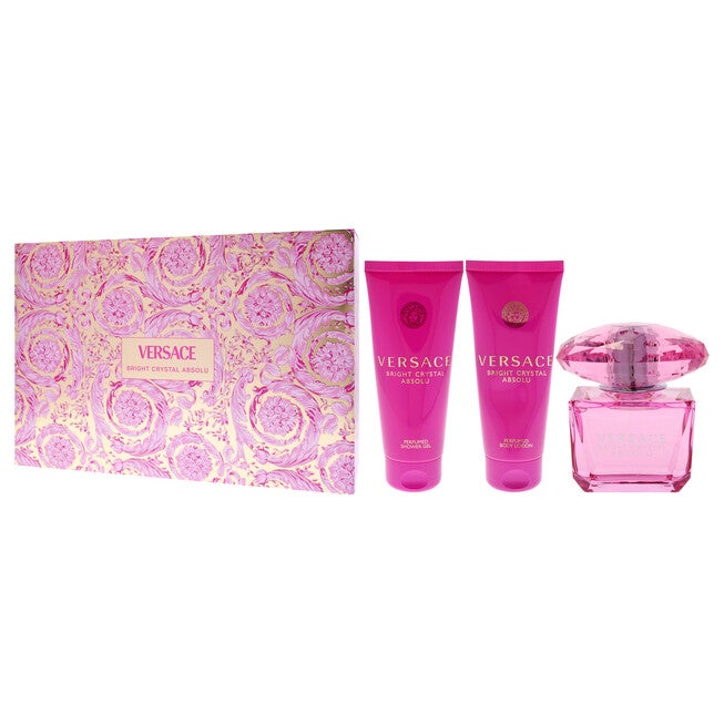 Versace Bright Crystal Absolu by Versace for Women - 4 Pc Gift Set - 3oz EDP Spray, 3.4oz Shower Gel, 3.4oz Body Lotion, Bag - Black and Gold, NA, alternate image number null
