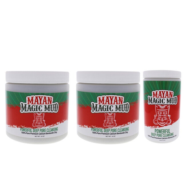 Powerful Deep Pore Cleansing Clay Kit by Mayan Magic Mud for Unisex - 3 Pc Kit 2 x 16oz Cleanser, 32, See Description, hi-res image number null