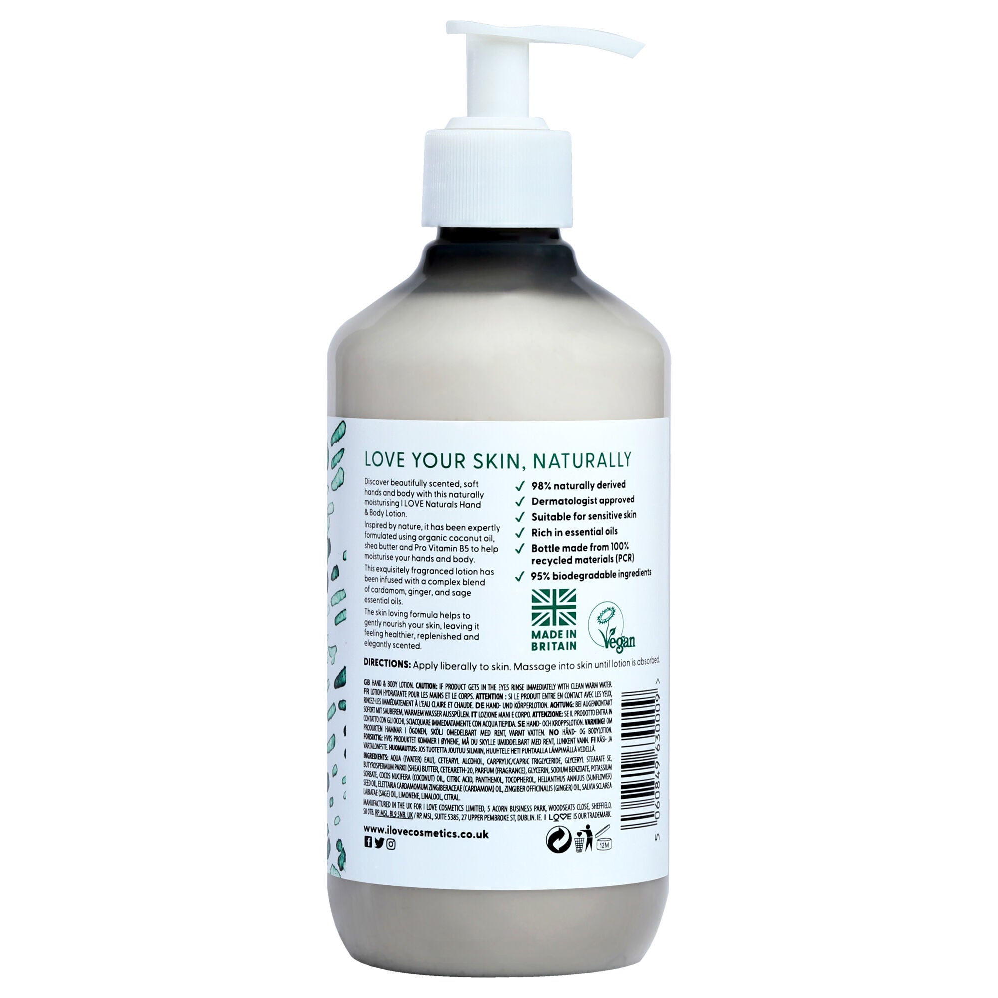 Naturals Hand and Body Lotion - Lime-Ginger and Cardamon by I Love Cosmetics for Women - 16.9 oz Body Lotion, See Description, alternate image number 2