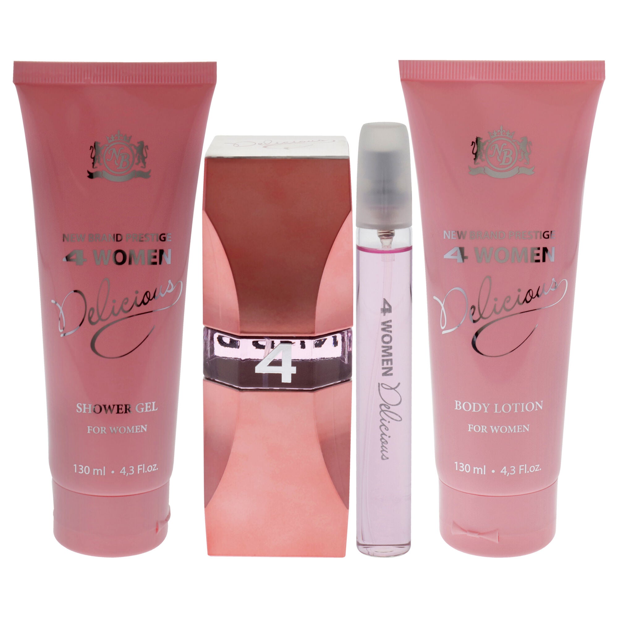 Prestige 4 Woman Delicious by New Brand for Women - 4 Pc Gift Set 3.3oz EDP Spray, 0.5oz EDP Spray, 4.3oz Shower Gel, 4.3oz Body Lotion, See Description, alternate image number 4