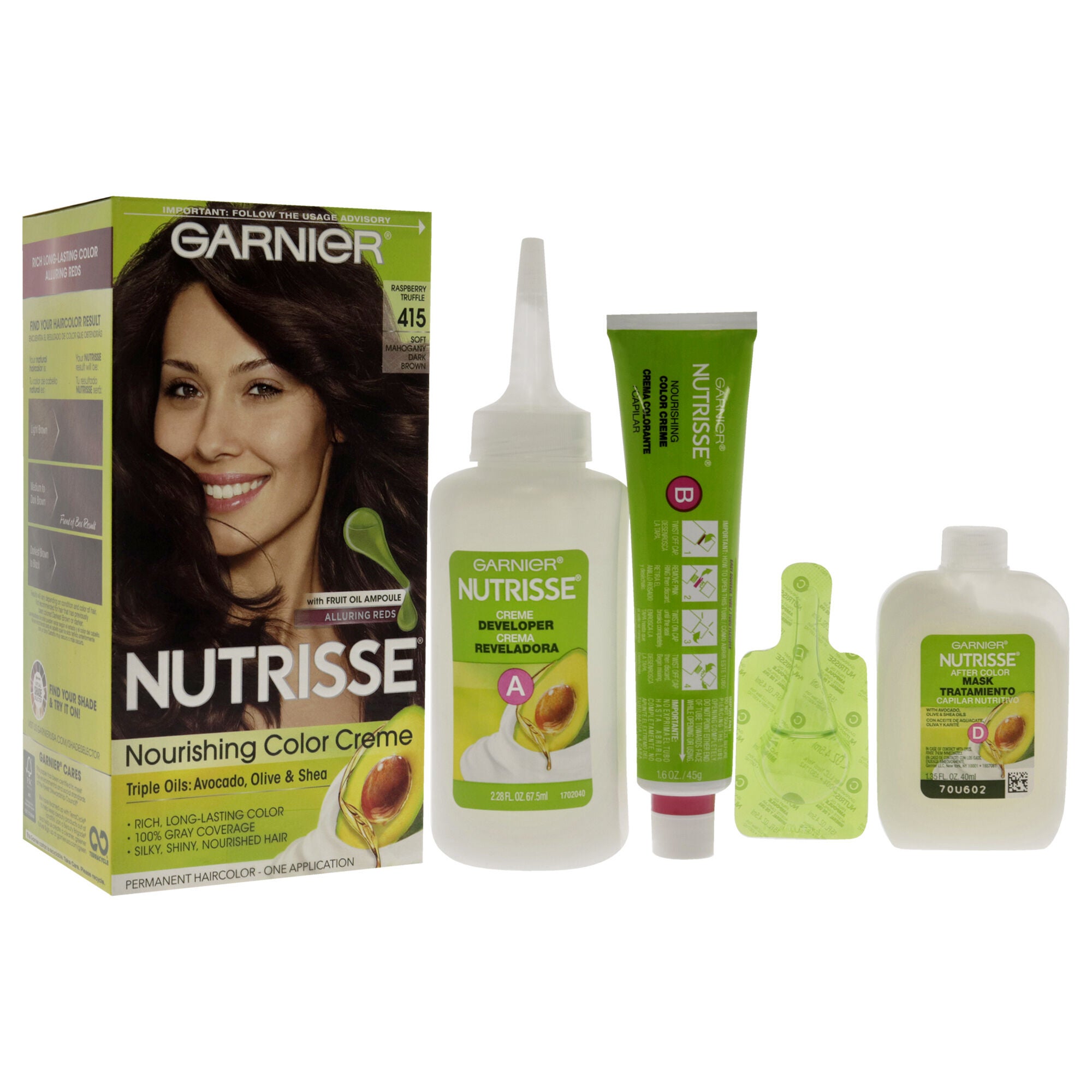 Nutrisse Nourishing Color Creme # 415 Soft Mahogany Dark Brown by Garnier for Unisex - 3.3 oz Hair Color, , alternate image number 5