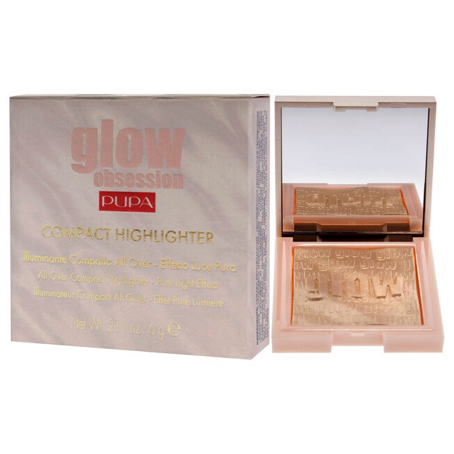 Glow Obession Compact Highlighter - 100 Light Gold by Pupa Milano for Women - 0.211 oz Highlighter, , alternate image number null