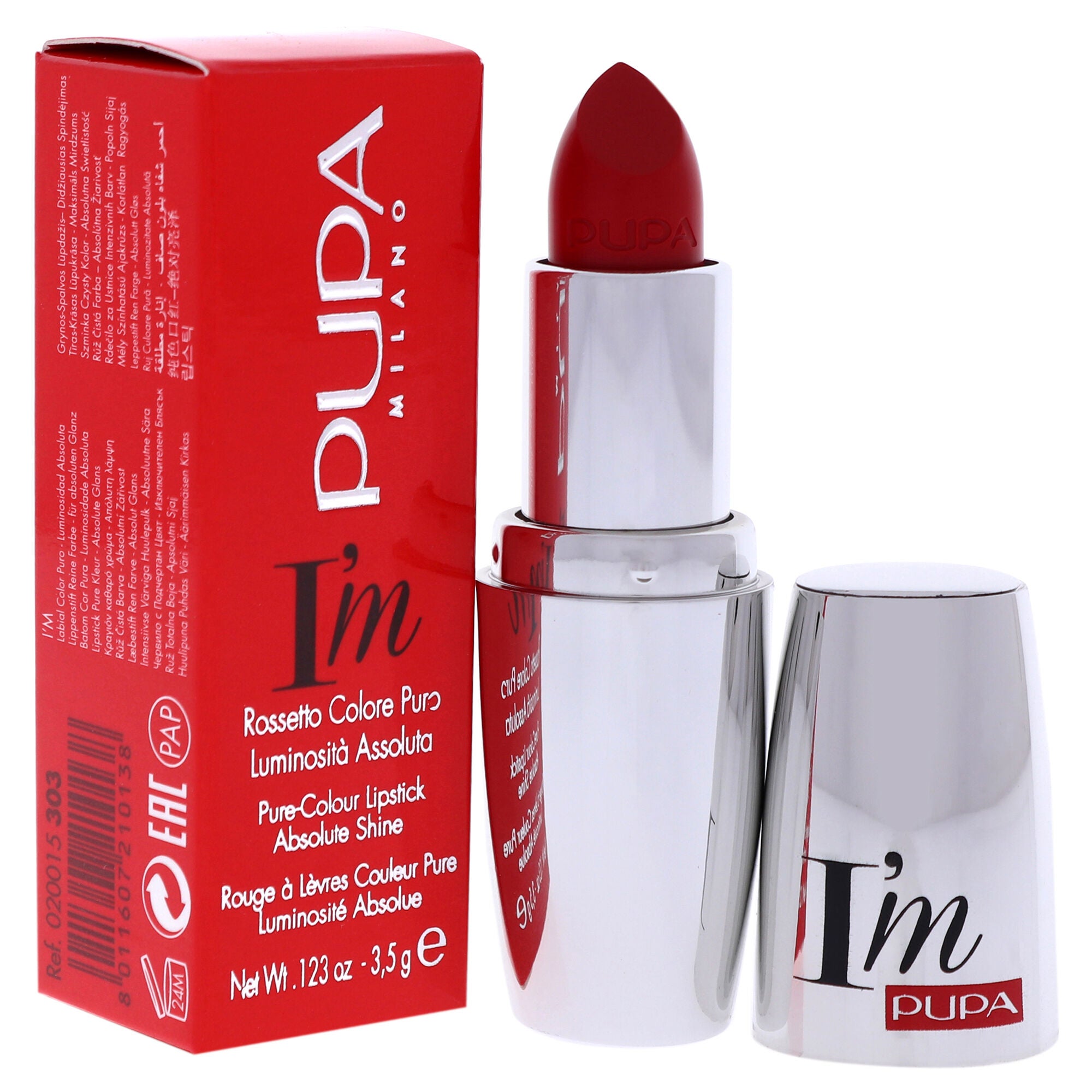 I Am Pure-Colour Lipstick - 303 Flamboyant Orange by Pupa Milano for Women - 0.123 oz Lipstick, See Description, alternate image number 2