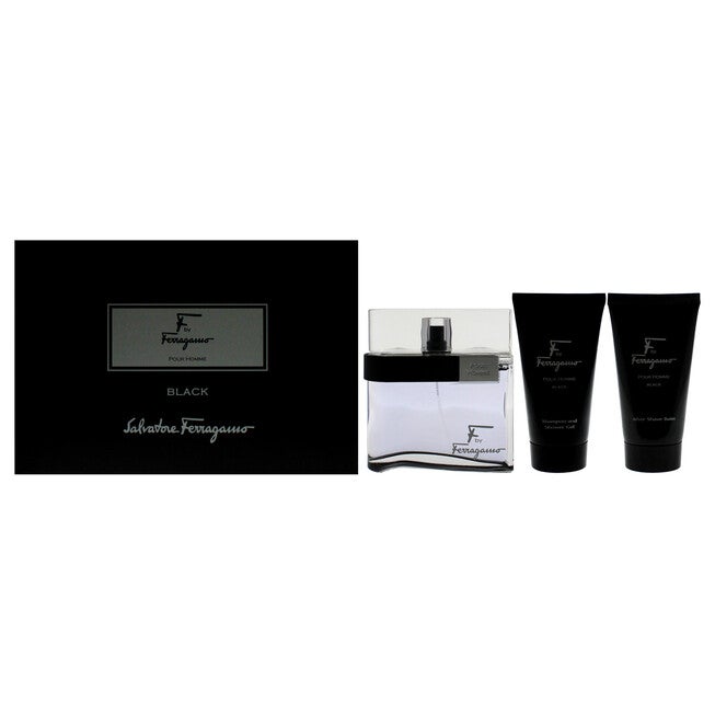 F Black by Salvatore Ferragamo for Men - 3 Pc Gift Set 3.4oz EDT Spray, 2.5oz Shampoo and Shower Gel, 2.5oz After Shave Balm, NA, hi-res image number null