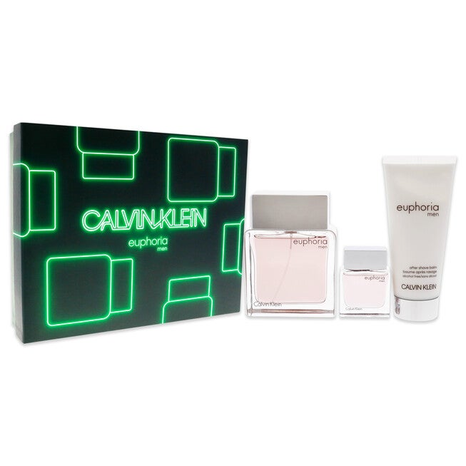 Euphoria by Calvin Klein for Men - 3 Pc Gift Set 3.3oz EDT Spray, 0.5oz EDT Splash, 3.3oz After Shave Balm, NA, alternate image number null