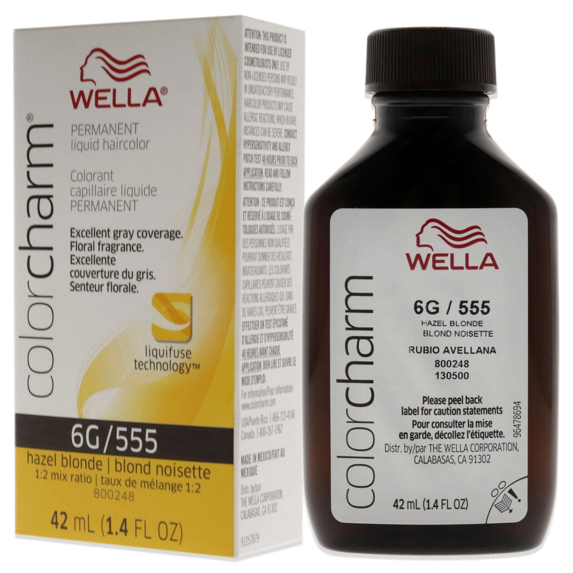 Color Charm Permanent Liquid Hair Color - 555 6G Hazel Blonde by Wella for Unisex - 1.42 oz Hair Color, See Description, alternate image number 3