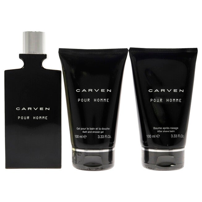Pour Homme by Carven for Men - 3 Pc Gift Set 3.33oz EDT Spray, 3.33oz After-Shave Balm, 3.33oz Bath and Shower Gel, NA, alternate image number null