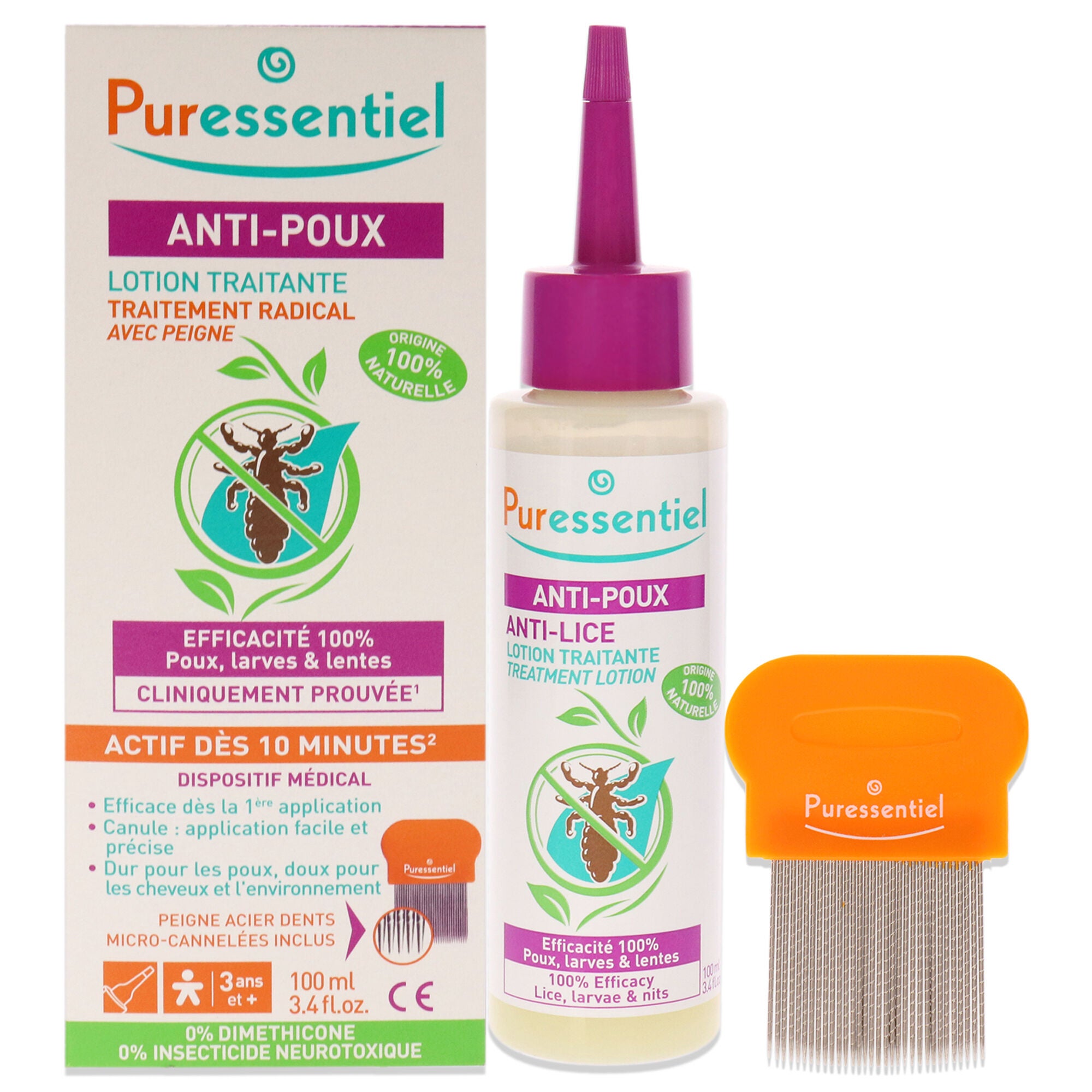 Anti-Lice Treatment Lotion Plus Comb by Puressentiel for Unisex - 3.4 oz Treatment, See Description, hi-res image number 0