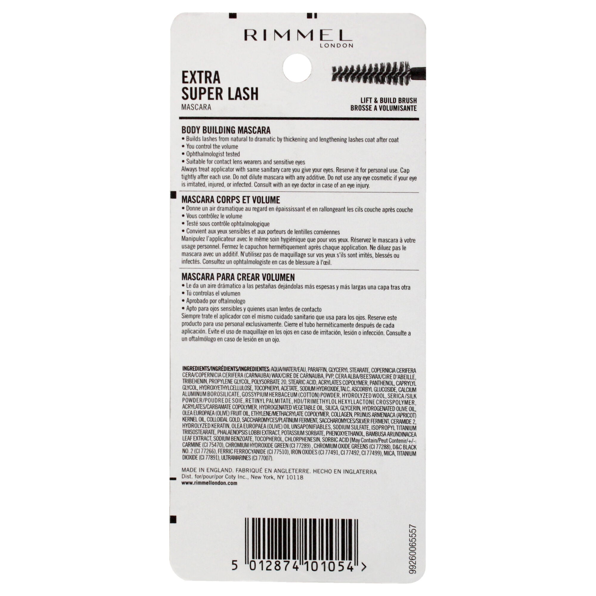 Extra Super Lash Mascara - 101 Black Black by Rimmel London for Women - 0.27 oz Mascara, See Description, alternate image number 2