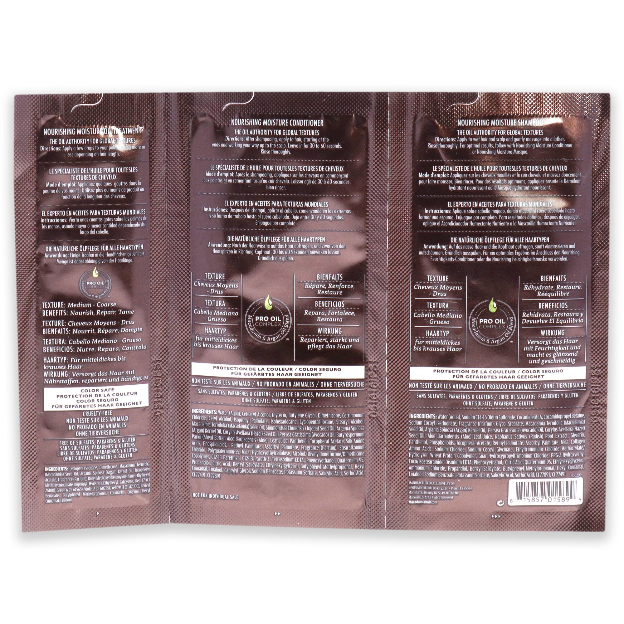 Professional Nourishing Moisture Set by Macadamia Oil for Unisex - 3 Pc Kit 0.34oz Shampoo, 0.34oz Conditioner, 0.17oz Oil Treatment, , alternate image number 3