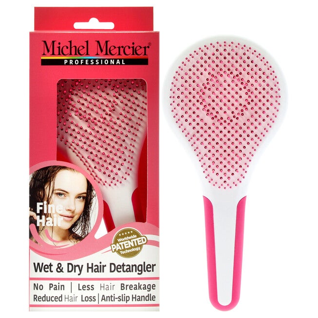 Wet and Dry Hair Detangler Fine Hair - Pink-White by Michel Mercier for Women - 1 Pc Hair Brush, NA, hi-res image number null