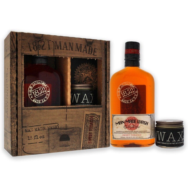 Man Made Set - Sweet Tobacco by 18.21 Man Made for Men - 2 Pc 18oz Man Made Wash 3-In-1 Shampoo, Conditioner and Body Wash, 2oz Wax, , alternate image number null