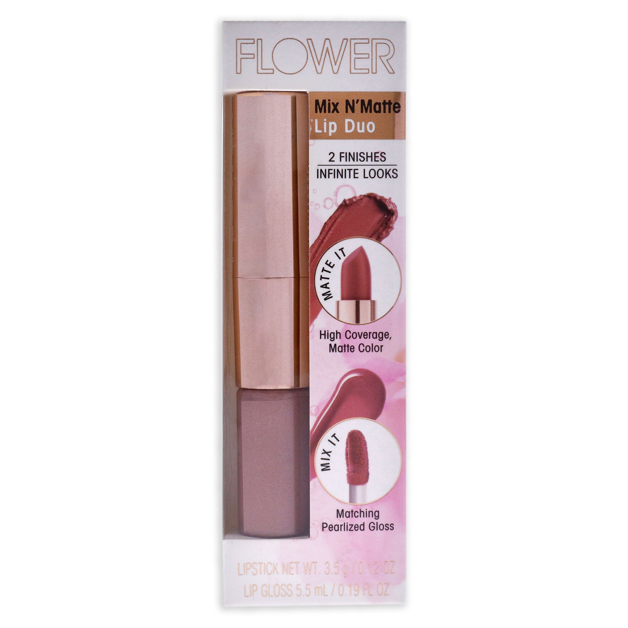 Mix N Matte Lip Duo - LD2 Honey Nude by Flower Beauty for Women - 1 Pc 0.12 oz Lipstick, 0.19 oz Lip Gloss, Brown, alternate image number 4