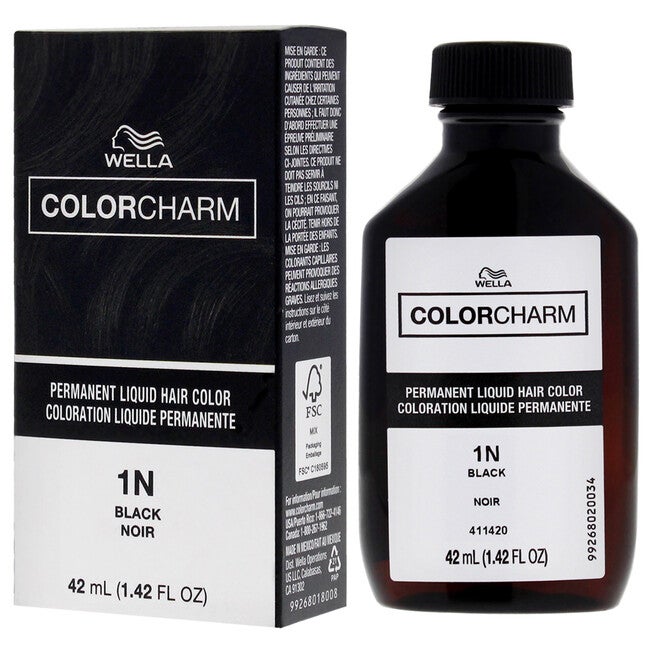Color Charm Permanent Liquid Hair Color - 1N 051 Black by Wella for Unisex - 1.42 oz Hair Color, NA, alternate image number null