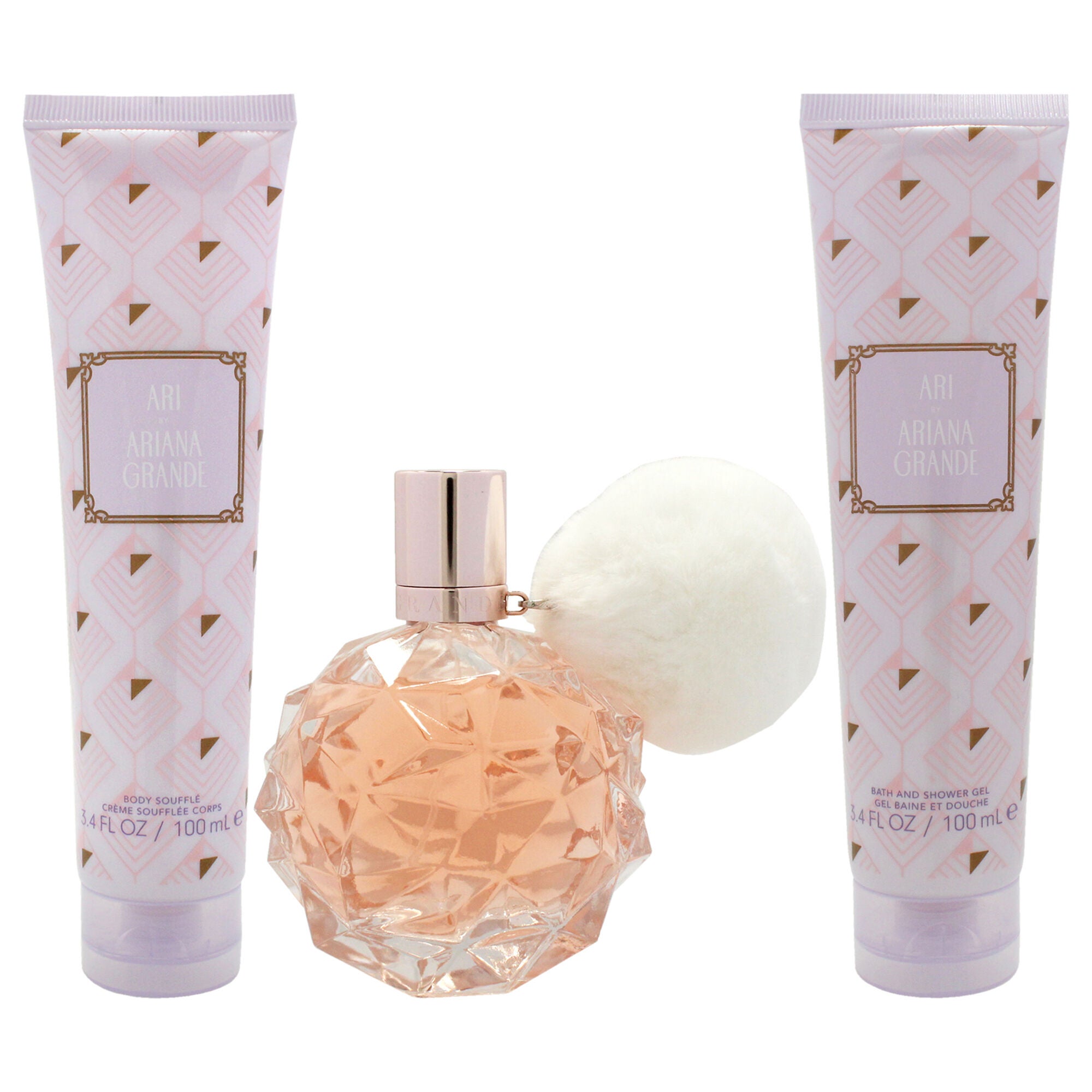Ari by Ariana Grande for Women - 3 Pc Gift Set 3.4oz EDP Spray, 3.4oz Bath and Shower Gel, 3.4oz Body Souffle, Clear, alternate image number 1
