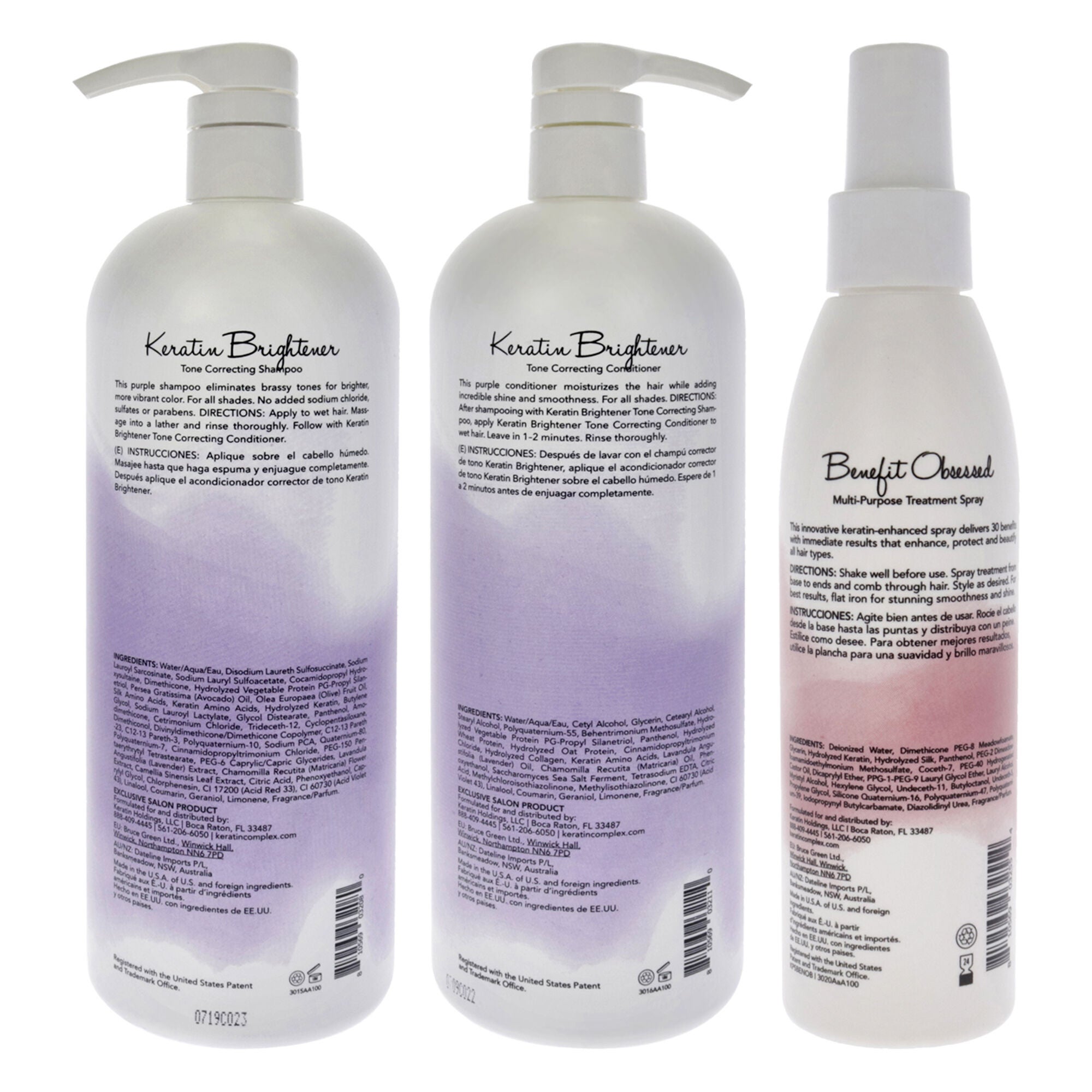 Keratin Brightener Kit by Keratin Perfect for Unisex - 3 Pc 32 oz Shampoo, 32oz Conditioner, 5.7oz Benefit Obsessed Treatment, , alternate image number 3