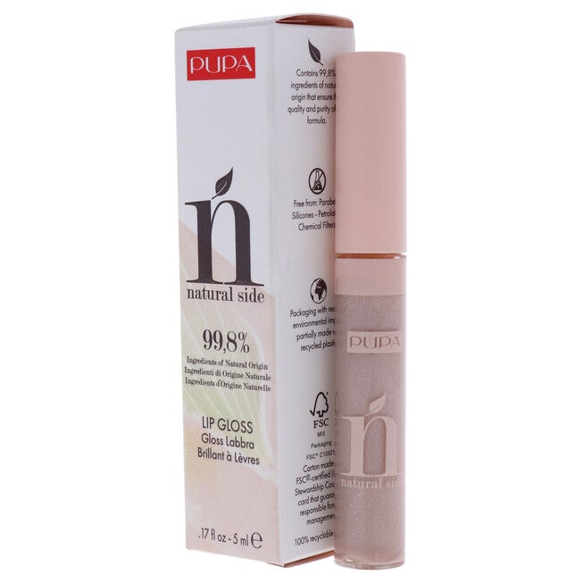 Natural Side Lip Gloss - 001 Light Rose by Pupa Milano for Women - 0.17 oz Lip Gloss, NA, alternate image number null