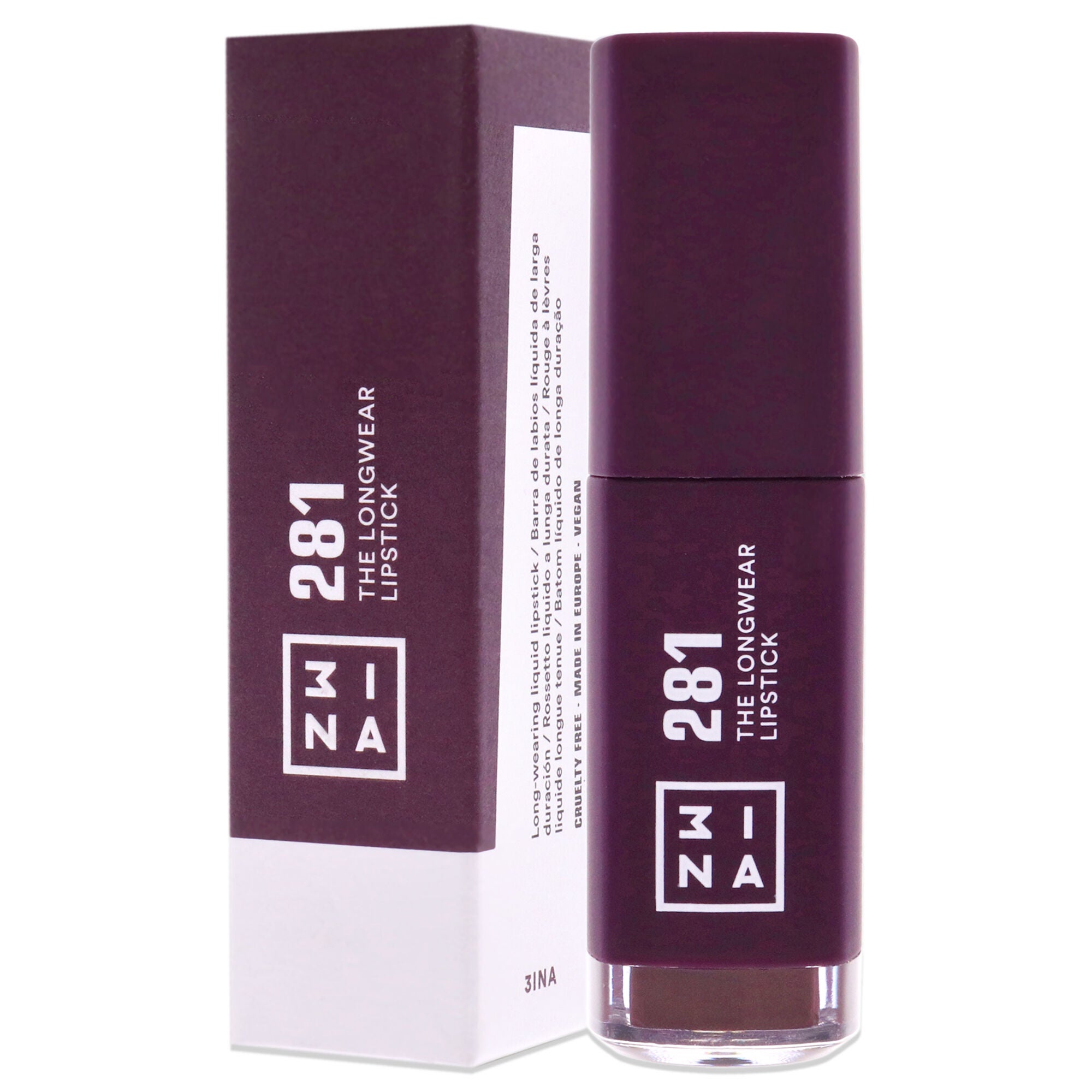 The Longwear Lipstick - 281 Aubergine by 3INA for Women - 0.20 oz Lipstick, See Description, alternate image number 3