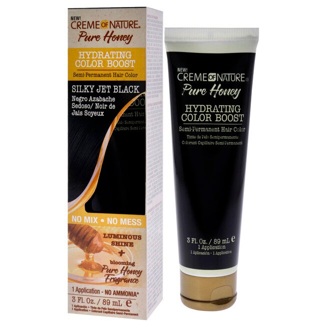Pure Honey Hydrating Color Boost Semi-Permanent Hair Color - Silky Jet Black by Creme of Nature for Unisex - 3 oz Hair Color, , alternate image number null