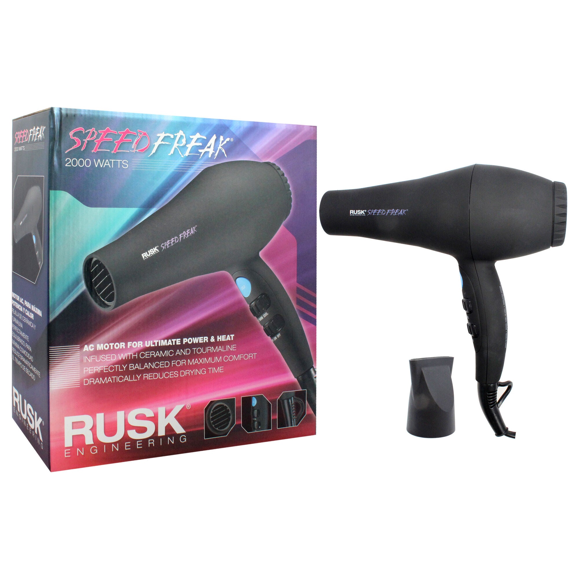 Speed Freak 2000 Watts Dryer - IREHF6688 - Black by Rusk for Unisex - 1 Pc Hair Dryer, See Description, alternate image number 2