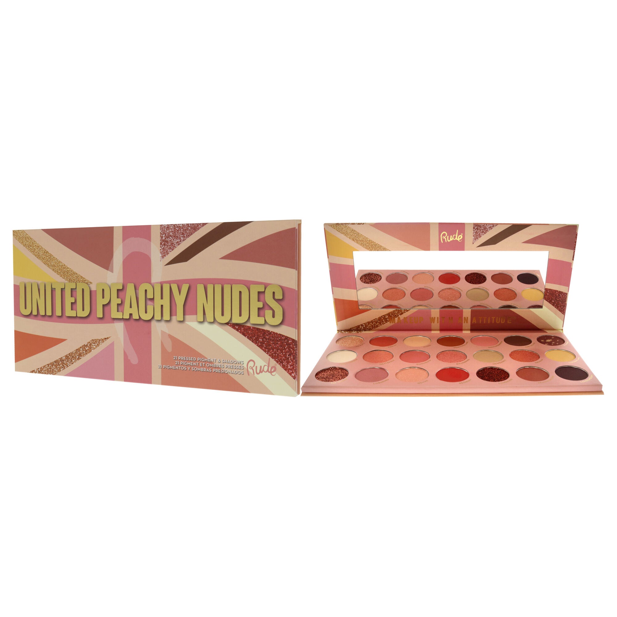 United Peachy Nudes - 21 Pressed Pigment and Shadows Palette by Rude Cosmetics for Women - 0.74 oz Eye Shadow, , alternate image number 8