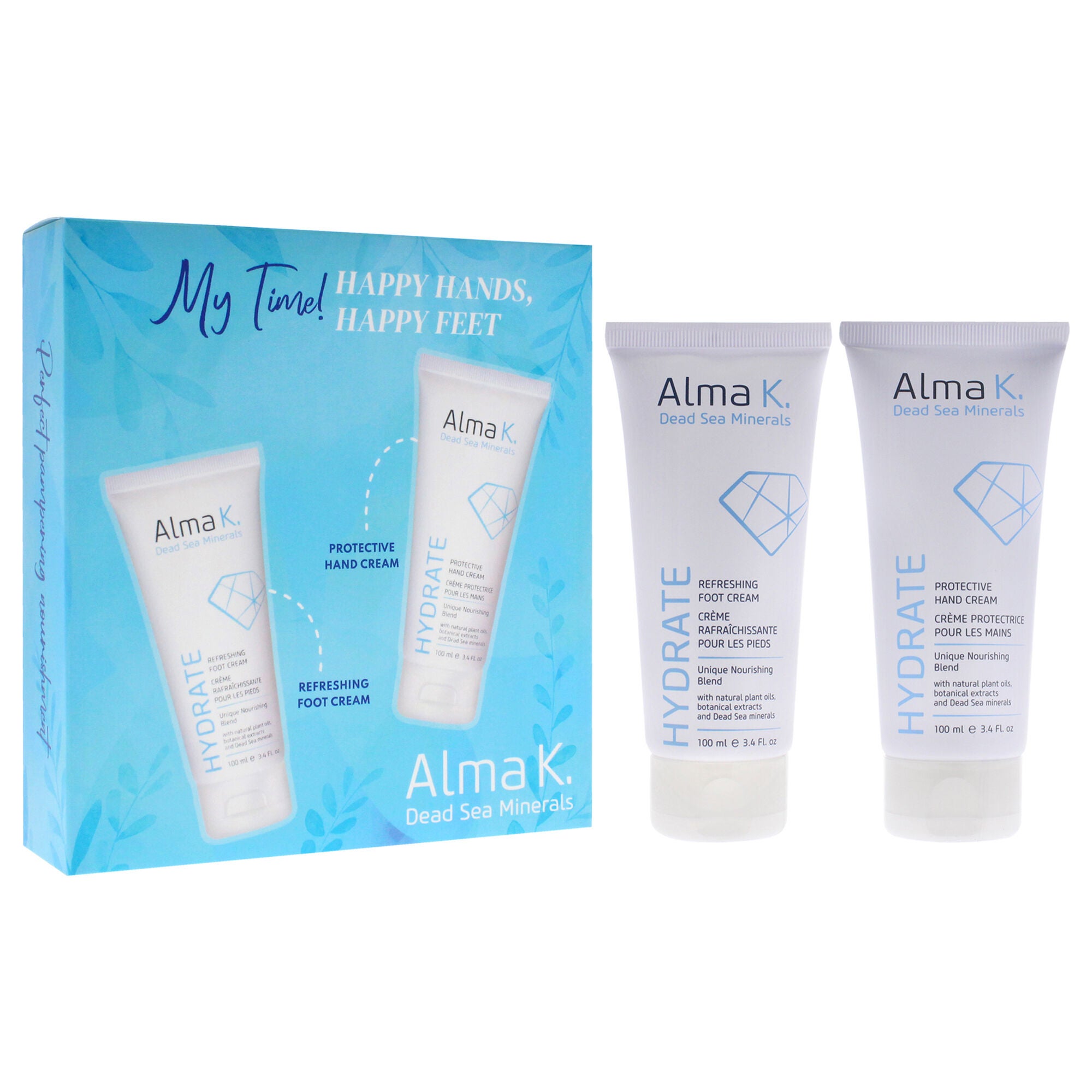 Happy Hands Happy Feet Set by Alma K for Women - 2 Pc 3.4oz Protective Hand Cream, 3.4oz Refreshing Foot Cream, See Description, alternate image number 1