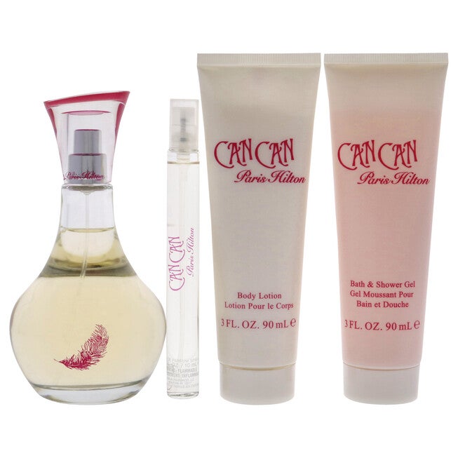 Can Can by Paris Hilton for Women - 4 Pc Gift Set 3.4oz EDP Spray, 0.34oz EDP Spray, 3oz Body Lotion, 3oz Bath and Shower Gel, , alternate image number null