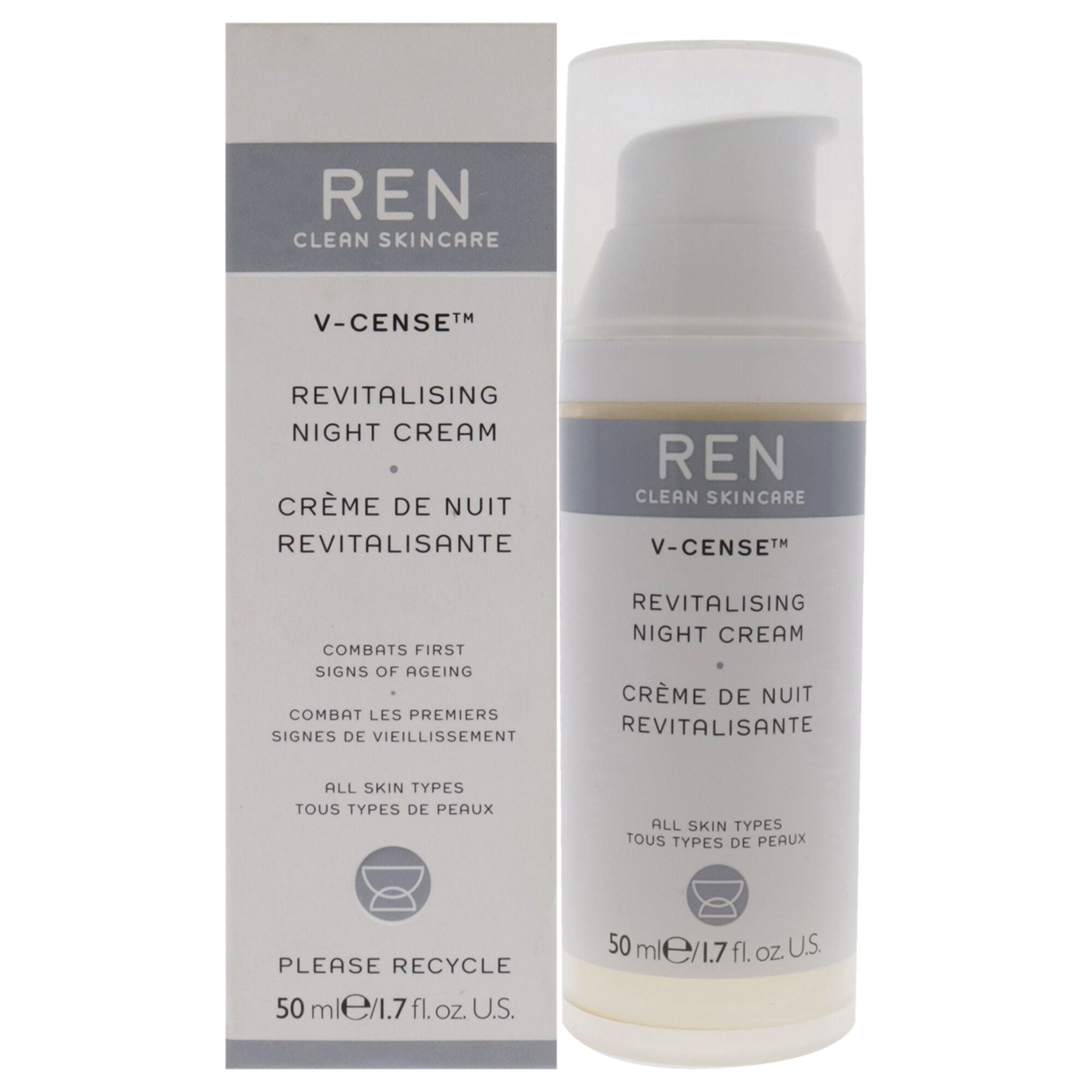 V-Cense Revitalising Night Cream by REN for Unisex - 1.7 oz Cream, See Description, hi-res image number 0
