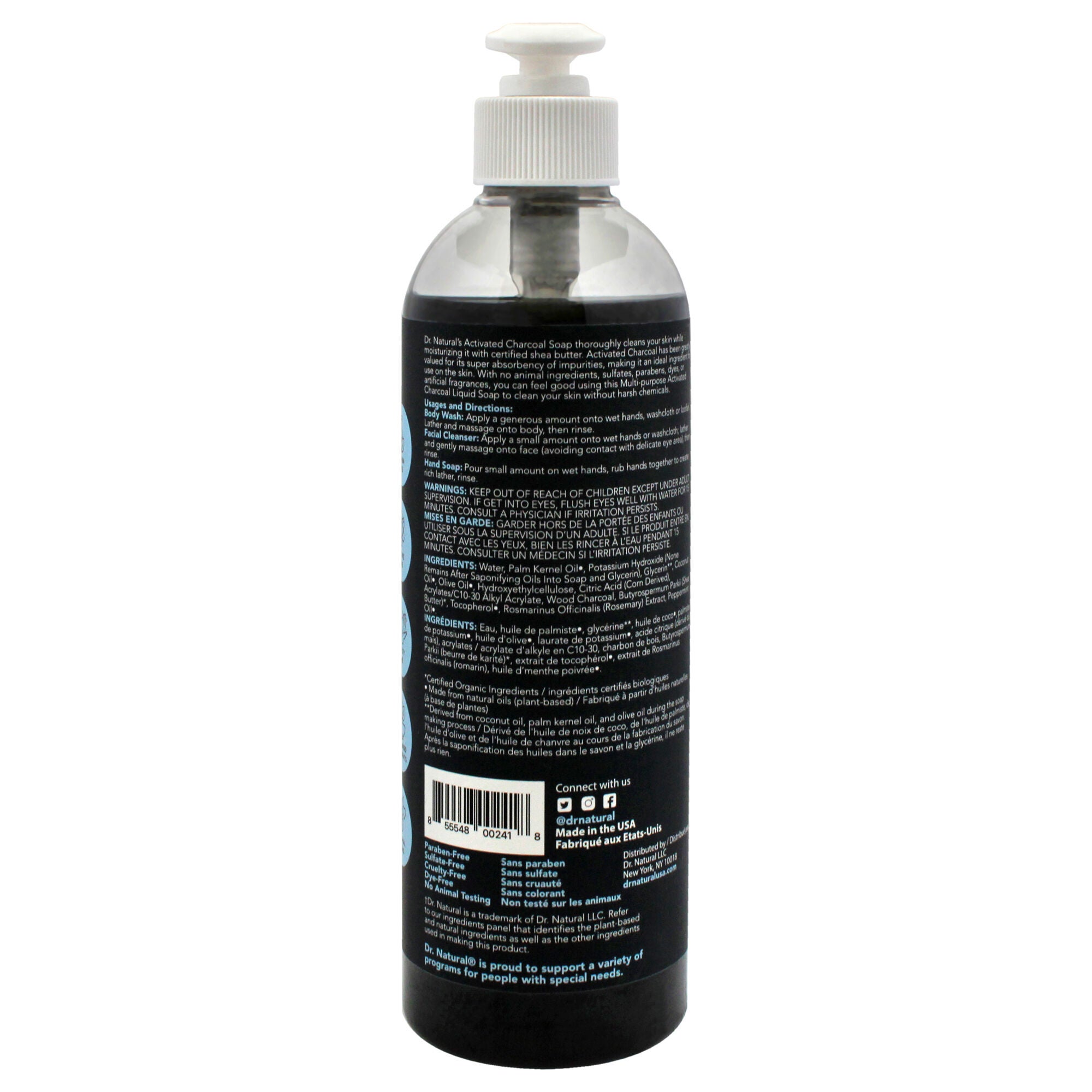 Activated Charcoal Liquid Soap - Mint by Dr. Natural for Unisex - 16 oz Soap, See Description, alternate image number 2