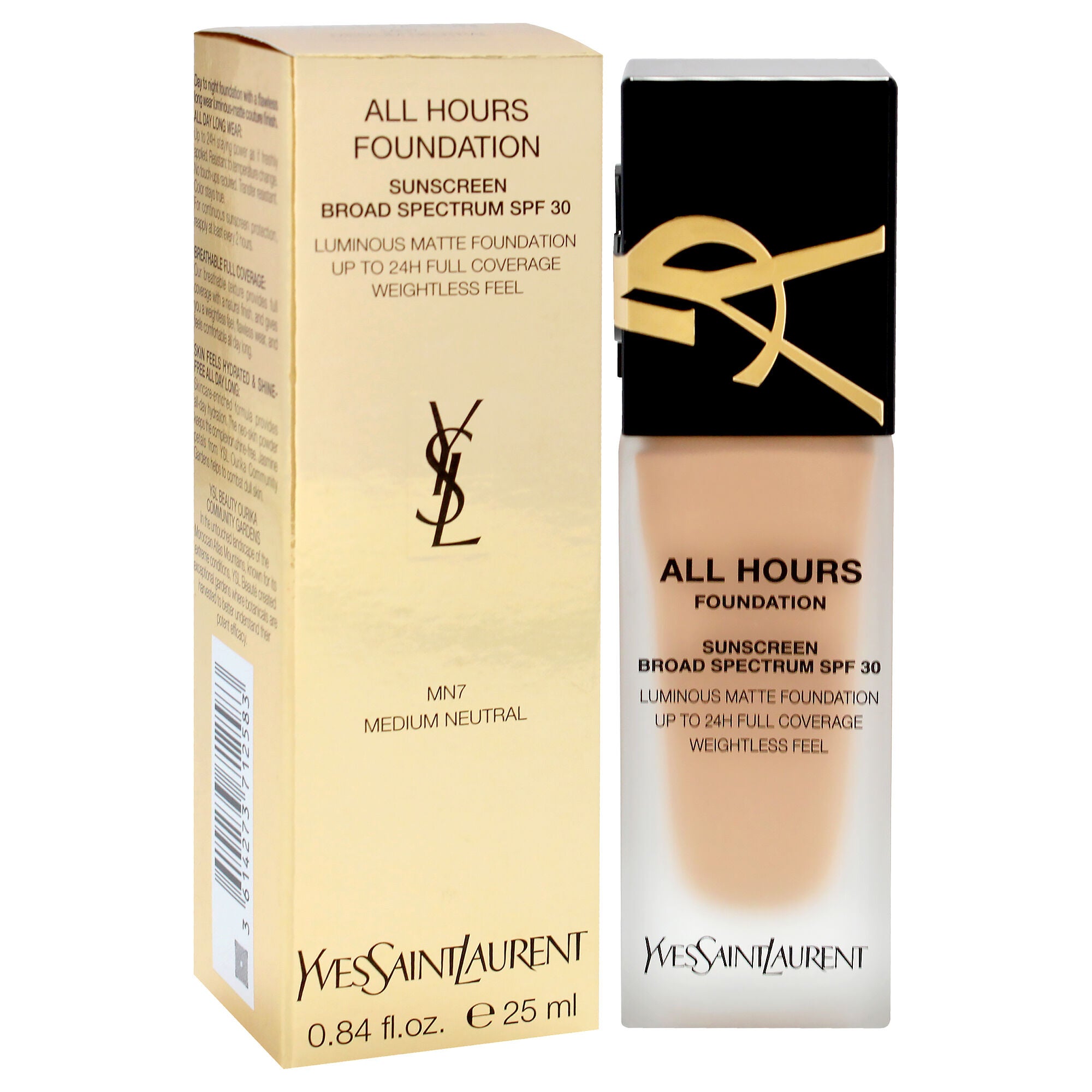 All Hours Foundation SPF 30 - MN7 Medium Neutral by Yves Saint Laurent for Women - 0.84 oz Foundation, See Description, alternate image number 1