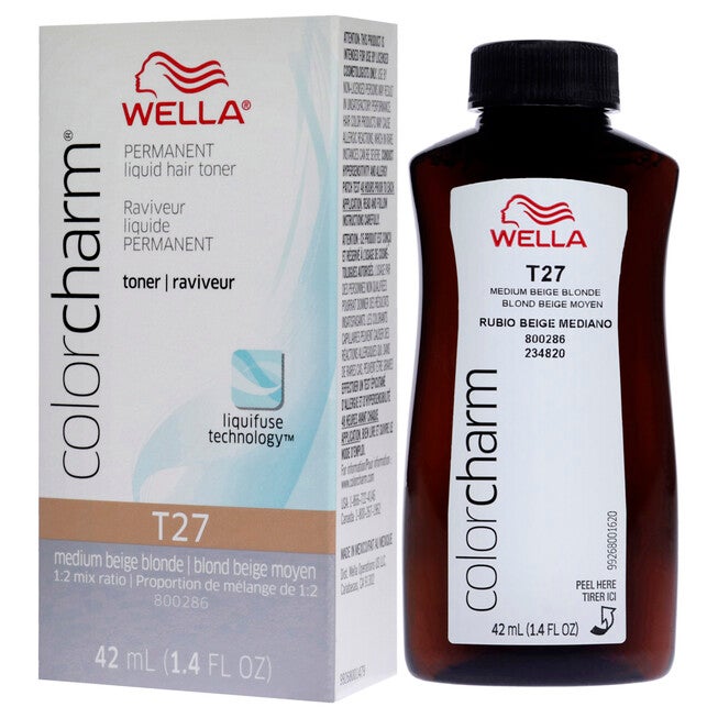 Color Charm Permanent Liquid Toner - T27 Medium Beige Blonde by Wella for Women - 1.4 oz Toner, NA, alternate image number null