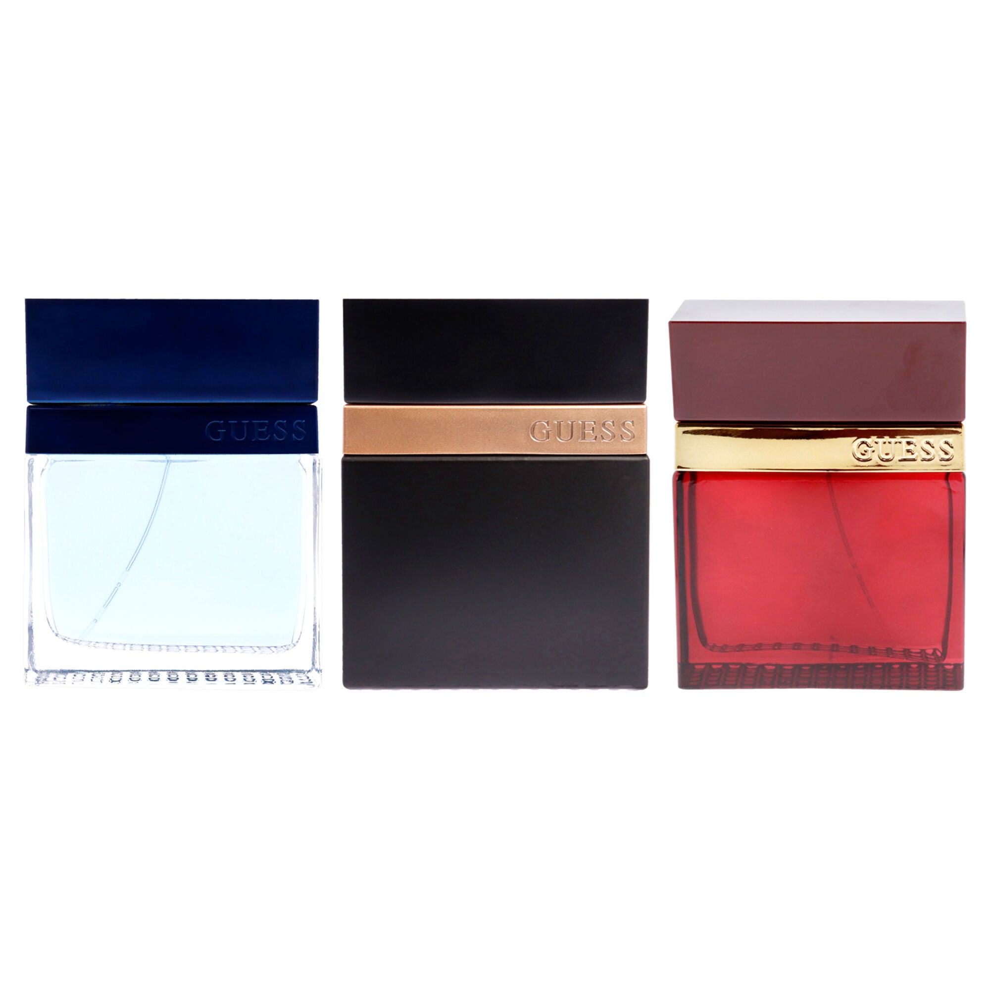 Guess Seductive Kit by Guess for Men - 3 Pc Kit 3.4 oz Seductive Homme Blue EDT Spray, 3.4oz Guess Seductive Homme Noir, 3.4 oz Seductive Red EDT Spray, Clear, alternate image number 1