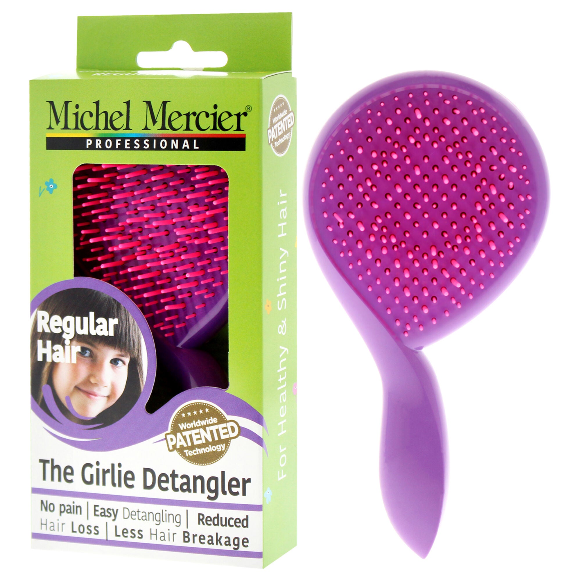 The Girlie Detangler Brush Regular Hair - Pink-Purple by Michel Mercier for Women - 1 Pc Hair Brush, See Description, alternate image number 3