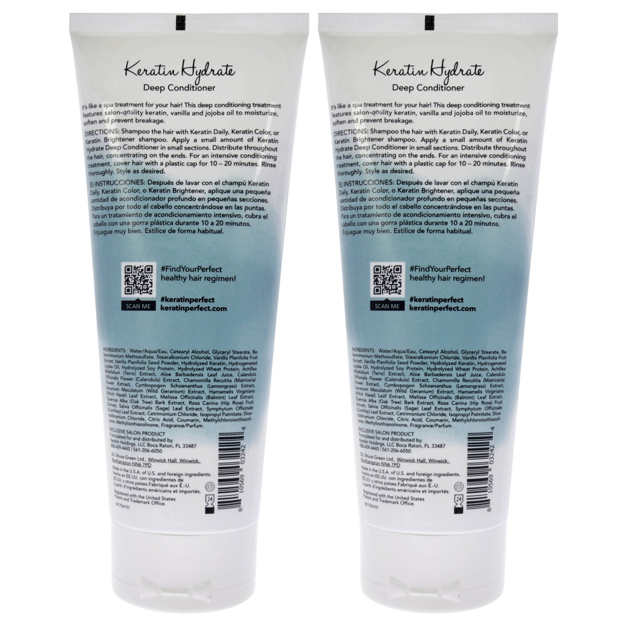 Keratin Hydrate Deep Conditioner by Keratin Perfect for Unisex - 7 oz Conditioner - Pack of 2, See Description, alternate image number 2