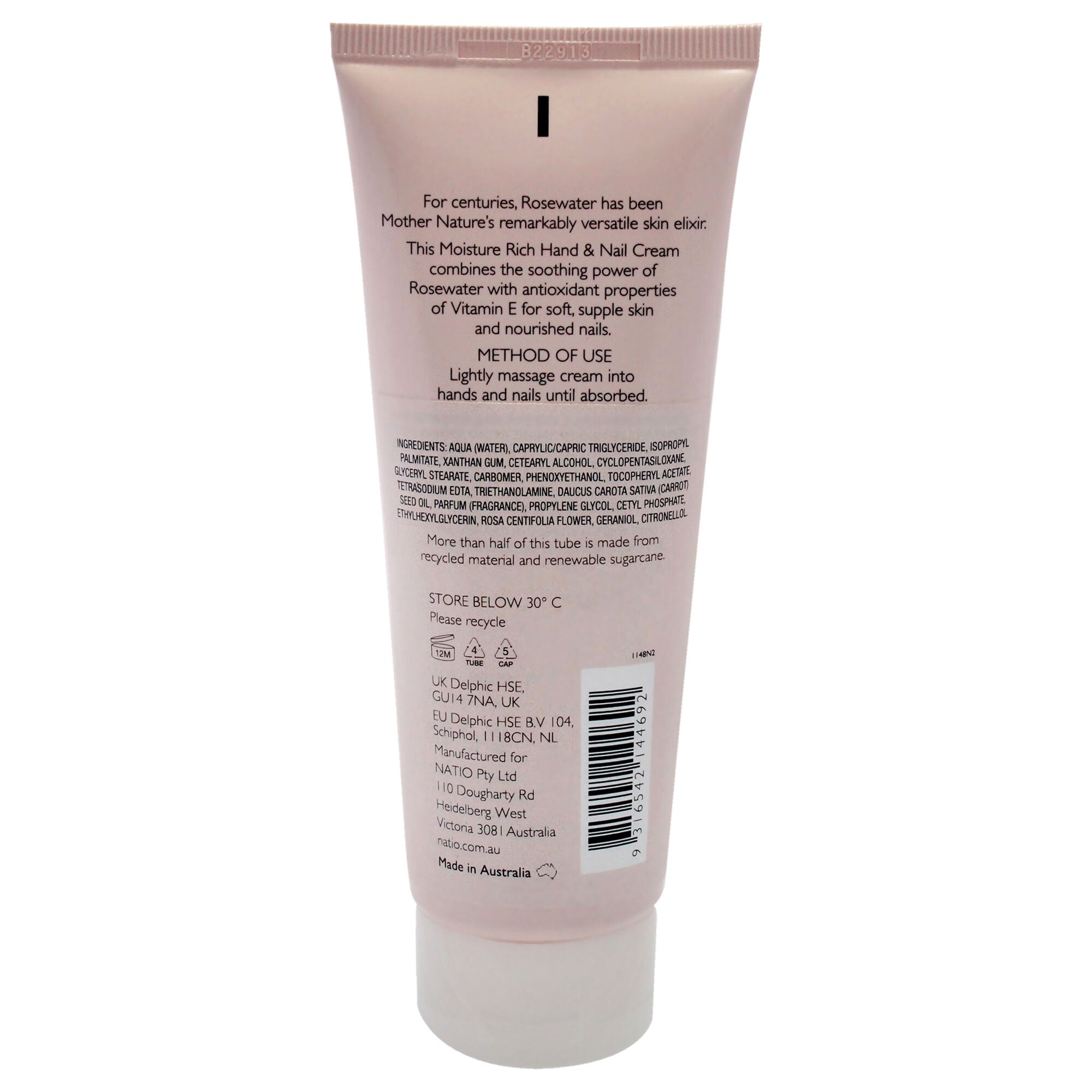 Rosewater Hydration Moisture Rich Hand and Nail Cream by Natio for Women - 3.3 oz Cream, See Description, alternate image number 1