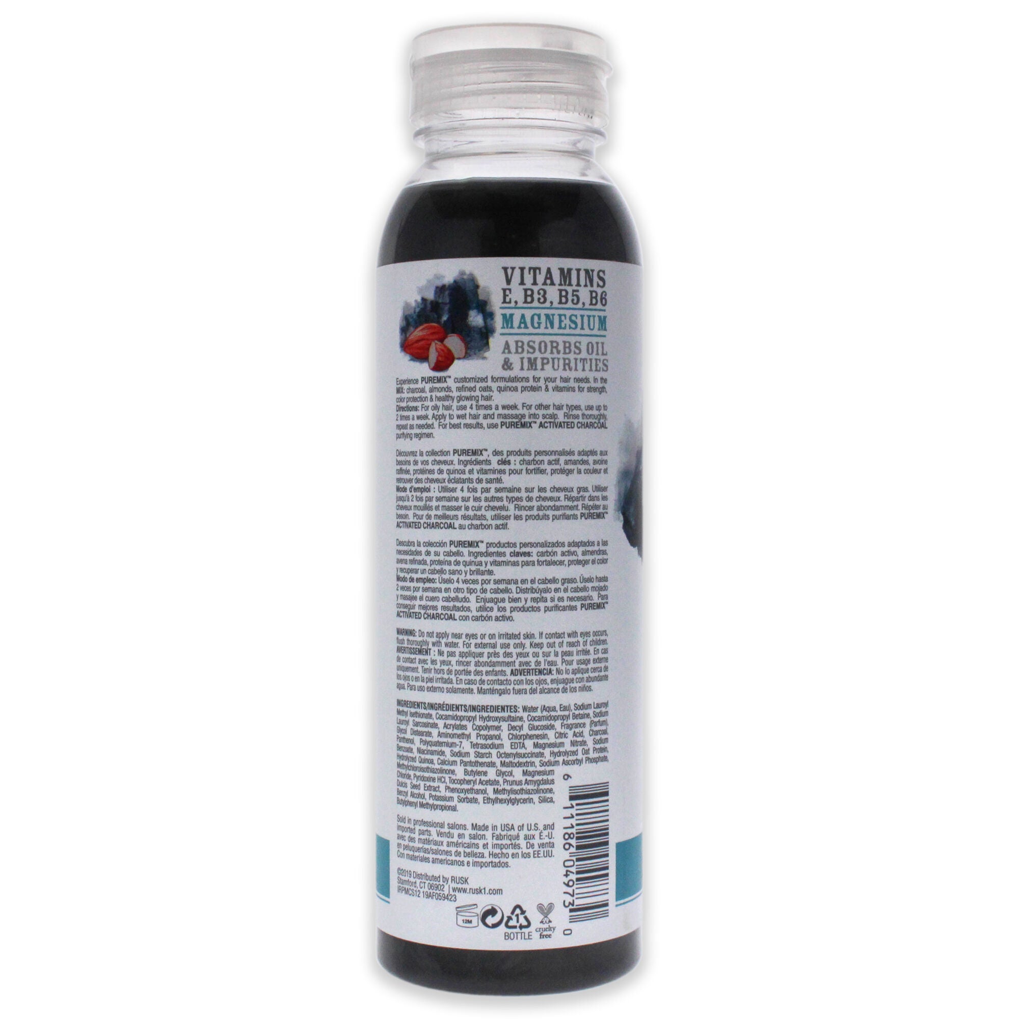 Puremix Activated Charcoal Purifying Shampoo by Rusk for Unisex - 12 oz Shampoo, , alternate image number 2