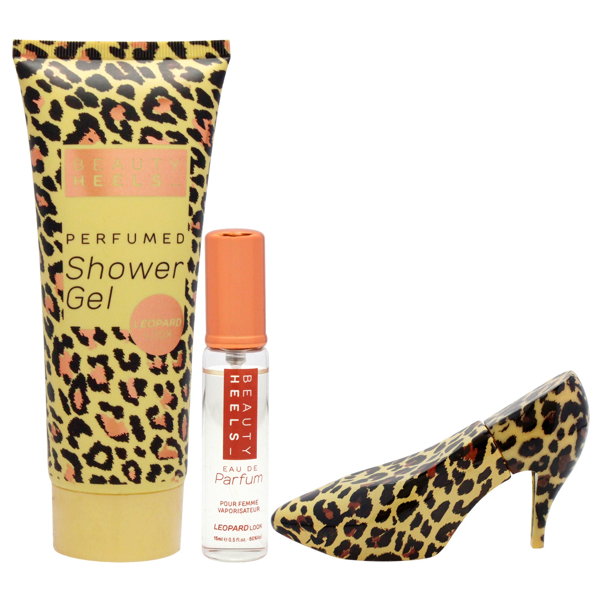 Beauty Heels Leopard Edition by Glamour and Heels for Women - 3 Pc Gift Set 1oz EDP Spray, 0.51oz EDP Spray, 4oz Shower Gel, See Description, alternate image number 4