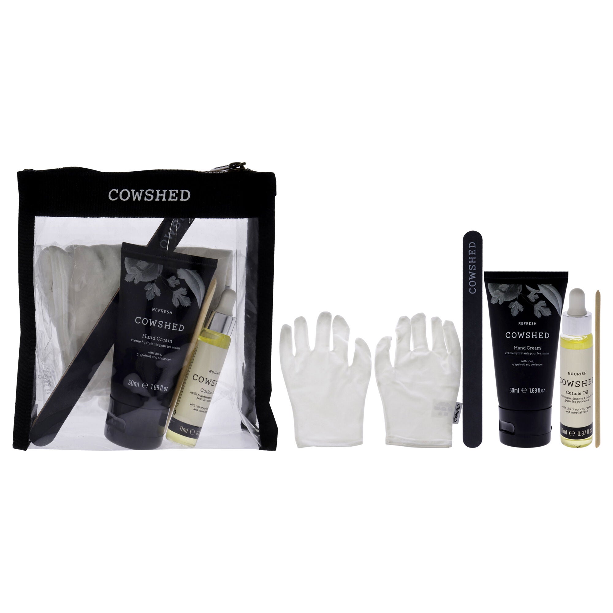 Manicure Kit by Cowshed for Unisex - 5 Pc 1.69oz Refresh Hand Cream, 0.37oz Nourish Cuticle Oil, Emery Board, Cuticle Stick, Manicure Gloves, , alternate image number 5